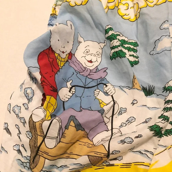 Vintage 1990 Rupert Bear Single  Fitted Bed Sheet Express Newpapers 77 x 32 - Picture 6 of 15